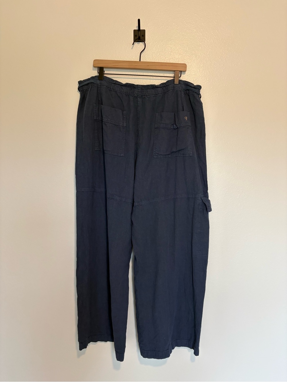 Pilcro Wide Leg Drawstring Pants in Navy Blue - Picture 6 of 10